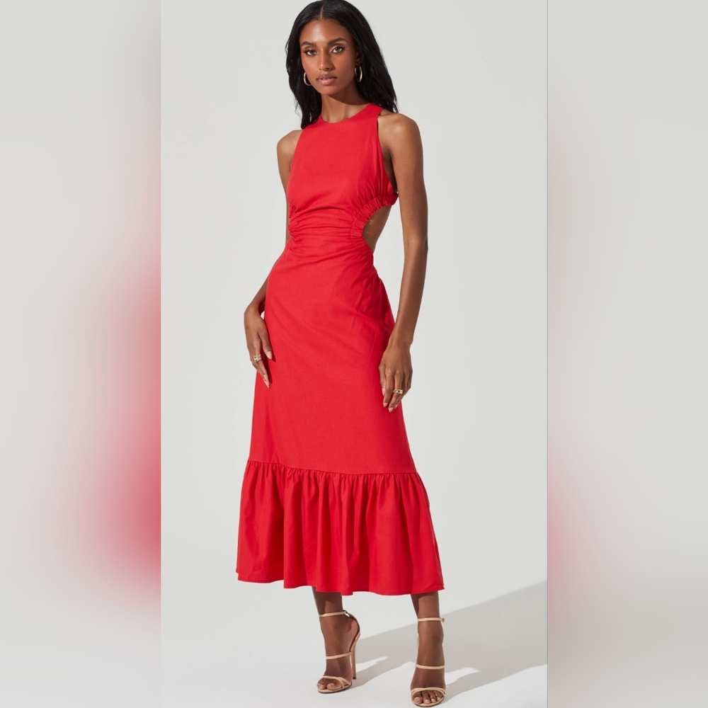 Aster Open Back Linen-Blend Maxi Dress